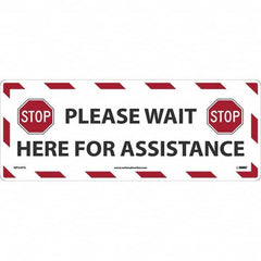 NMC - "STOP! - Please Wait Here for Assistance" Adhesive-Backed Floor Sign - Exact Tool & Supply