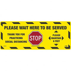 NMC - "STOP! - Please Wait Here to Be Served" Adhesive-Backed Floor Sign - Exact Tool & Supply