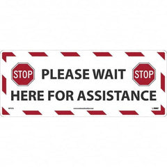 NMC - "STOP! - Please Wait Here for Assistance" Adhesive-Backed Floor Sign - Exact Tool & Supply