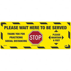 NMC - "STOP! - Please Wait Here to Be Served" Adhesive-Backed Floor Sign - Exact Tool & Supply