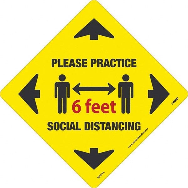 NMC - "Please Practice Social Distancing" Adhesive-Backed Floor Sign - Exact Tool & Supply