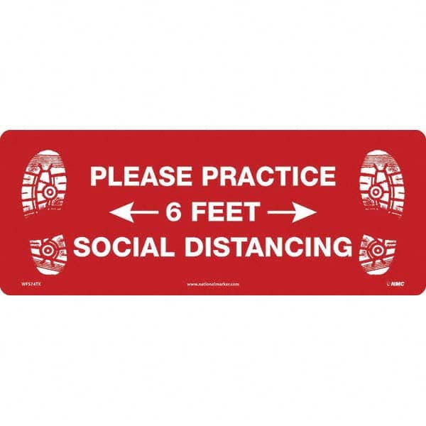 NMC - "Please Practice Social Distancing" Adhesive-Backed Floor Sign - Exact Tool & Supply