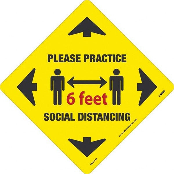 NMC - "Please Practice Social Distancing" Adhesive-Backed Floor Sign - Exact Tool & Supply