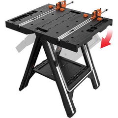 Worx - Stationary Work Benches, Tables Type: Foldup Sawhorse Top Material: Plastic - Exact Tool & Supply
