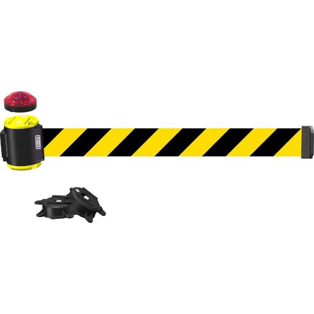 Banner Stakes - Barrier Parts & Accessories; Type: Magnetic Wall Mount Barrier ; Color: Black; Yellow ; Length (Inch): 180 ; Length (Feet): 15.000 ; Width (Inch): 2 1/2 ; Finish/Coating: Polyester Finish - Exact Tool & Supply
