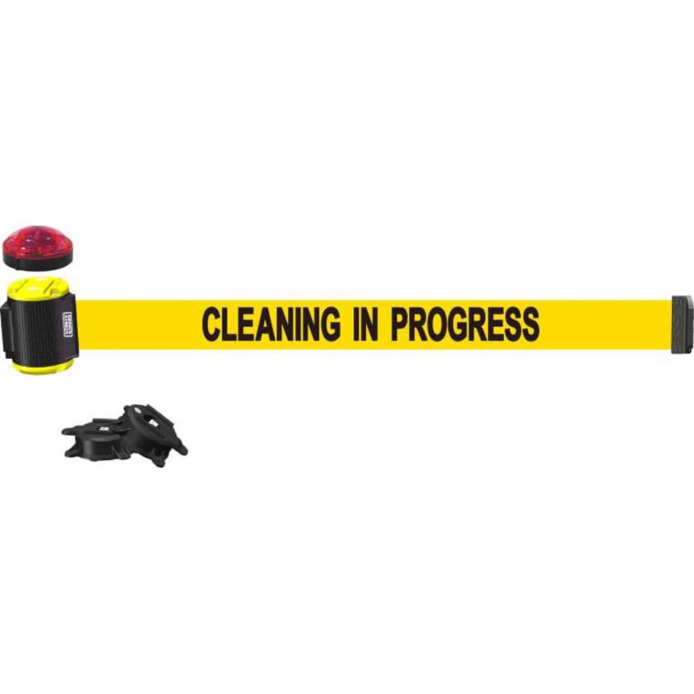 Banner Stakes - Barrier Parts & Accessories; Type: Magnetic Wall Mount Barrier ; Color: Black; Yellow ; Length (Inch): 180 ; Length (Feet): 15.000 ; Width (Inch): 2 1/2 ; Finish/Coating: Polyester Finish - Exact Tool & Supply