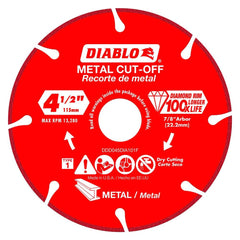 Freud - Wet & Dry-Cut Saw Blades; Blade Diameter (Inch): 4-1/2 ; Blade Material: Diamond-Tipped ; Arbor Style: Standard Round ; Arbor Hole Diameter (Inch): 7/8 ; Arbor Hole Diameter (Decimal Inch): 7/8 ; Application: Metal Cutting - Exact Tool & Supply
