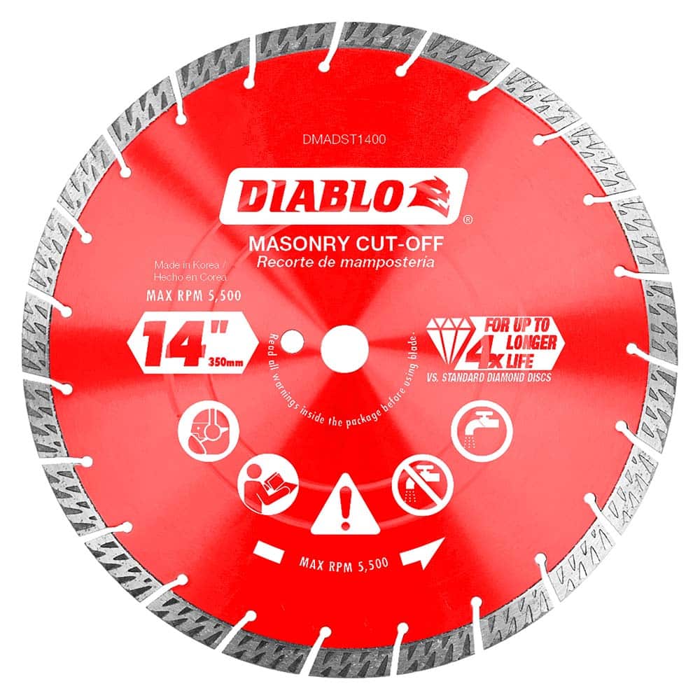 Freud - Wet & Dry-Cut Saw Blades; Blade Diameter (Inch): 14 ; Blade Material: Diamond-Tipped ; Arbor Style: Standard Round ; Arbor Hole Diameter (Inch): 1; 0.7874 ; Arbor Hole Diameter (Decimal Inch): 1; 0.7874 ; Application: Cutting Masonry - Exact Tool & Supply