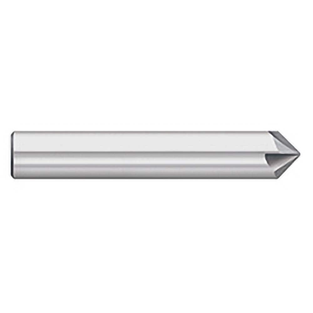 Titan USA - Chamfer Mills; Cutter Head Diameter (Inch): 3/8 ; Included Angle B: 49 ; Included Angle A: 82 ; Chamfer Mill Material: Solid Carbide ; Chamfer Mill Finish/Coating: Uncoated ; Overall Length (Inch): 2-1/2 - Exact Tool & Supply