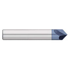 Titan USA - Chamfer Mills; Cutter Head Diameter (Inch): 3/8 ; Included Angle B: 45 ; Included Angle A: 90 ; Chamfer Mill Material: Solid Carbide ; Chamfer Mill Finish/Coating: AlTiN ; Overall Length (Inch): 2-1/2 - Exact Tool & Supply