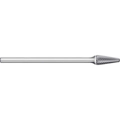 Titan USA - Burrs; Head Shape: Taper w/Radius End ; Industry Specification: SL-1L6 ; Tooth Style: Single Cut ; Cutting Diameter (Inch): 1/4 ; Cutting Diameter (Decimal Inch): 0.2500 ; Shank Diameter (Inch): 1/4 - Exact Tool & Supply