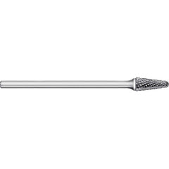 Titan USA - Burrs; Head Shape: Taper w/Radius End ; Industry Specification: SL-42L3 ; Tooth Style: Double Cut ; Cutting Diameter (Inch): 1/8 ; Cutting Diameter (Decimal Inch): 0.1250 ; Shank Diameter (Inch): 1/8 - Exact Tool & Supply