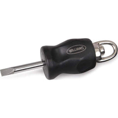 Williams - Slotted Screwdrivers; Tool Type: Tethered Slotted Screwdriver ; Overall Length Range: Less than 4" ; Handle Style: Comfort Grip ; Blade Width (Inch): 3/16 ; Overall Length (Inch): 3-7/8 ; Handle Length (Inch): 2-3/8 - Exact Tool & Supply