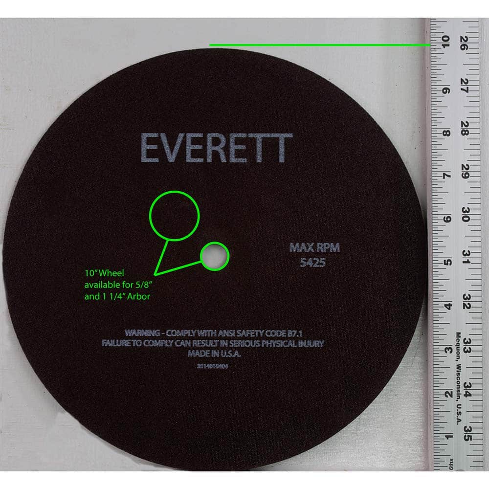Everett - Cutoff Wheels; Tool Compatibility: Chop Saws; Cut-Off Saw; Electric-Powered Saw; Portable Saw; Shop Saw; Stationary Saw ; Wheel Diameter (Inch): 10 ; Wheel Thickness (Inch): .110 ; Abrasive Material: Aluminum Oxide ; Maximum RPM: 5425.000 ; Gri - Exact Tool & Supply