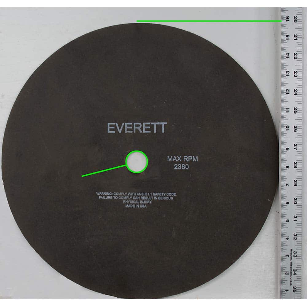 Everett - Cutoff Wheels; Tool Compatibility: Chop Saws; Cut-Off Saw; Electric-Powered Saw; Portable Saw; Shop Saw; Stationary Saw ; Wheel Diameter (Inch): 16 ; Hole Size (mm): 1.000 ; Wheel Thickness (Inch): .100 ; Abrasive Material: Aluminum Oxide/Silic - Exact Tool & Supply