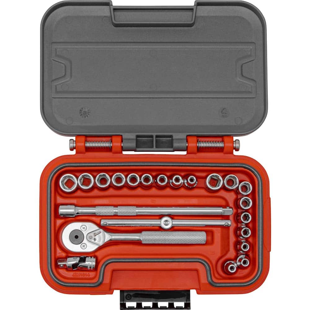 Proto - Socket Sets; Measurement Type: Metric; SAE ; Drive Size: 0.25 ; Minimum Size (mm): 10.00 ; Minimum Size (Inch): 3/8 ; Maximum Size (mm): 10.00 ; Maximum Size (Inch): 7/16 - Exact Tool & Supply