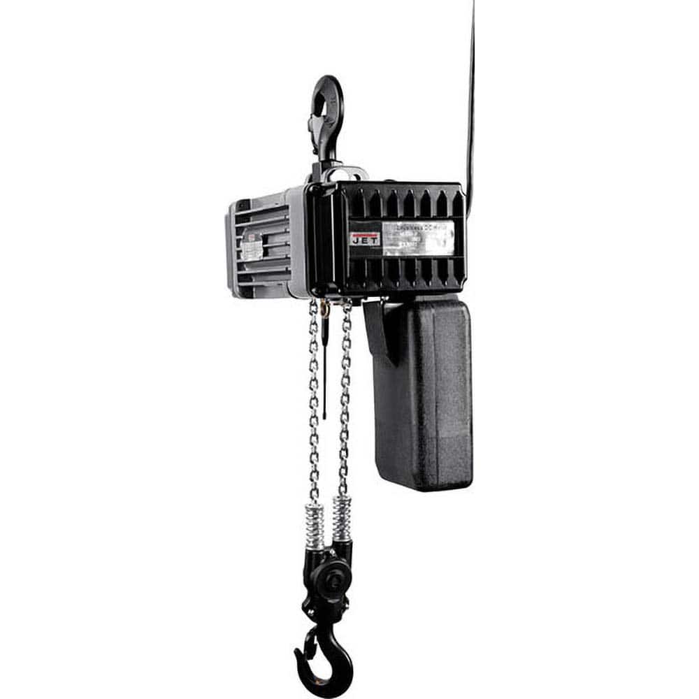 Jet - Electric Hoists; Type: Electric Hoist ; Load Capacity (Ton): 1/8 ; Load Capacity (Lb.): 265.000 ; Lifting Speed in Ft/Min: 0-15/41 ; Maximum Lift Distance (Feet): 10 ; Voltage: 120 - Exact Tool & Supply