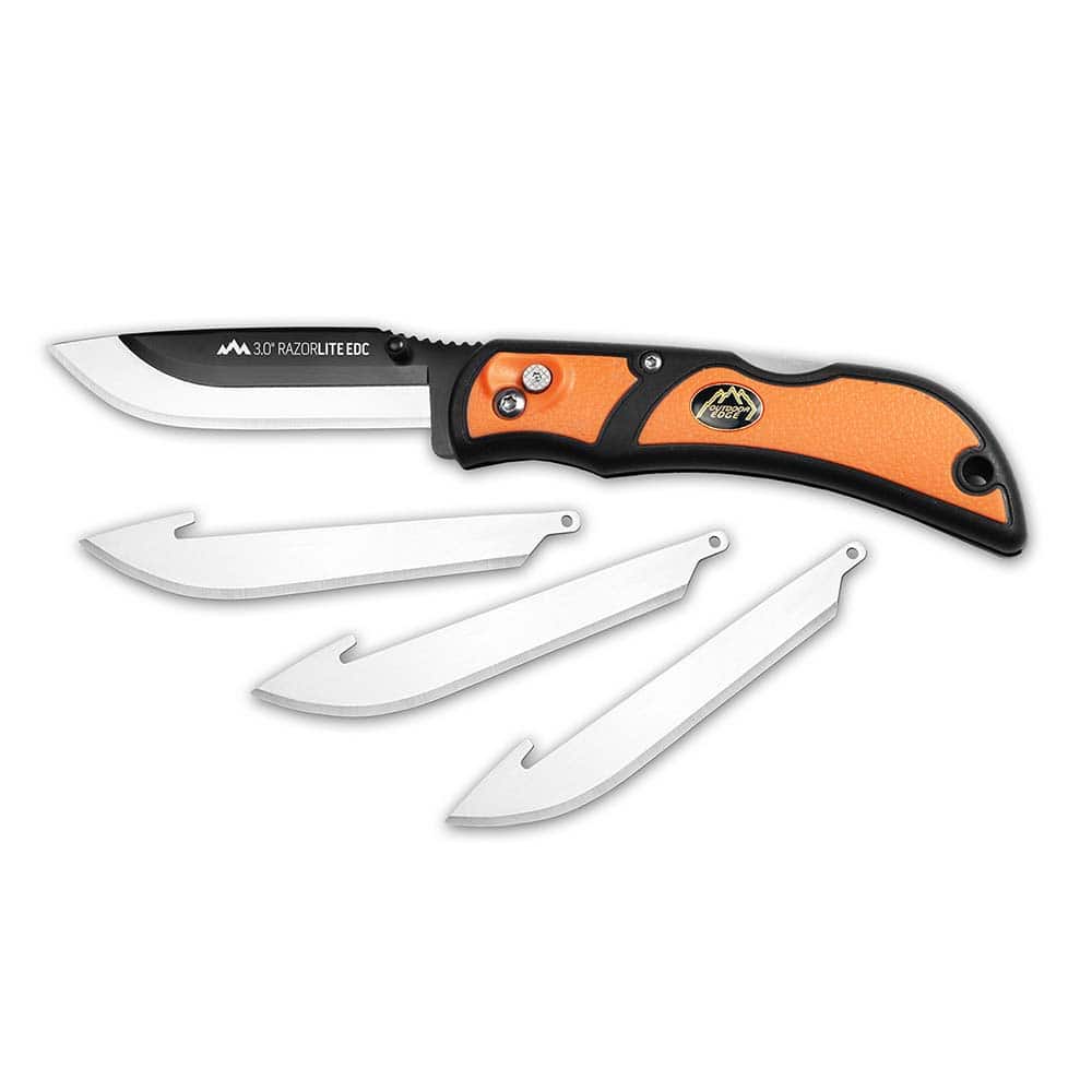 Outdoor Edge - Pocket & Folding Knives; Knife Type: Folding Knife ; Edge Type: Plain Edge ; Blade Length (Inch): 3 ; Handle Material: Glass-Reinforced Nylon with TPE ; Closed Length: 4-1/2 (Inch); Number of Edges: 1 - Exact Tool & Supply