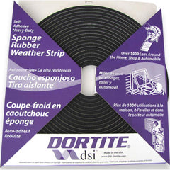 DSI - Weatherstripping; Type: Open Cell Sponge Rubber Tape w/PSA ; Length (Decimal Inch): 600 ; Width (Inch): 3/8 ; Door Thickness: 3/16 (Inch); Material: Natural Open Cell Rubber w/PSA - Exact Tool & Supply