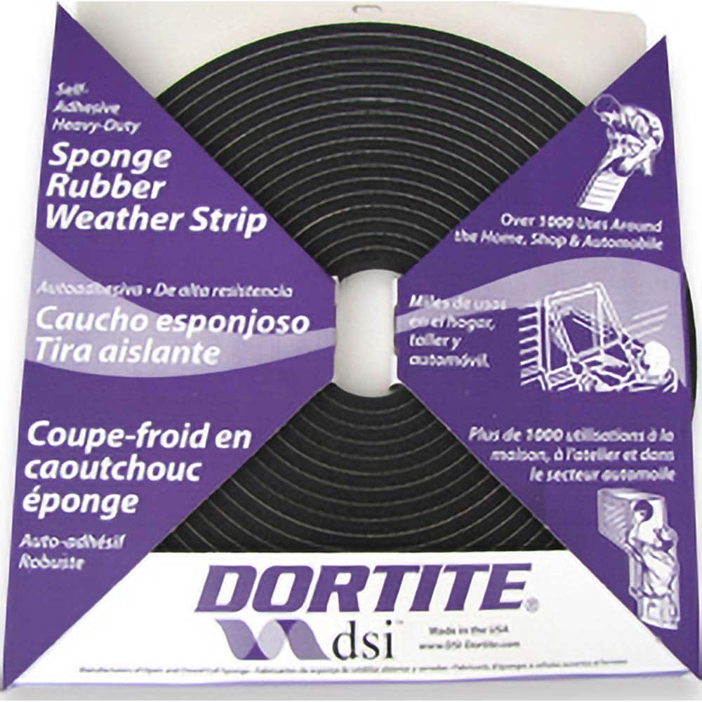 DSI - Weatherstripping; Type: Open Cell Sponge Rubber Tape w/PSA ; Length (Decimal Inch): 600 ; Width (Inch): 1/2 ; Door Thickness: 7/16 (Inch); Material: Natural Open Cell Rubber w/PSA - Exact Tool & Supply