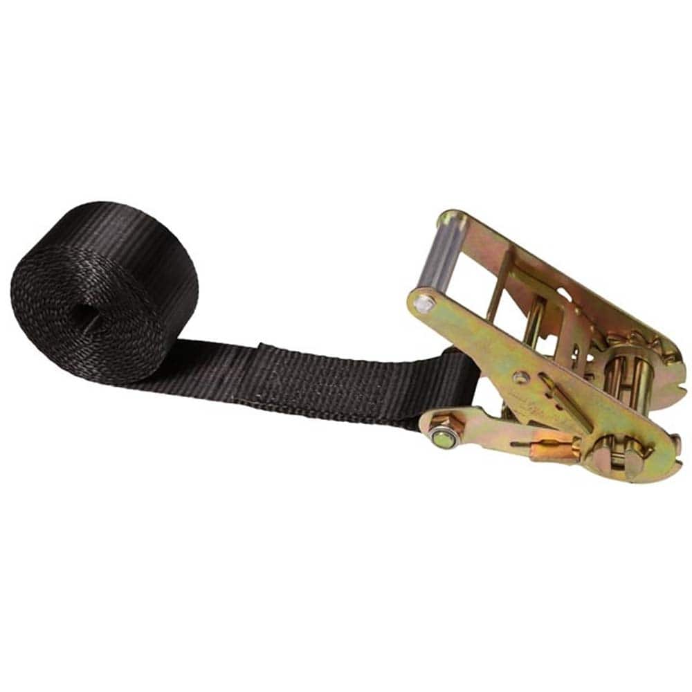 US Cargo Control - Slings & Tiedowns (Load-Rated); Type: Ratchet Tie Down ; Length (Feet): 10 ; Basket Capacity (Lb.): 3333 ; Material: Polyester ; Color: Black - Exact Tool & Supply
