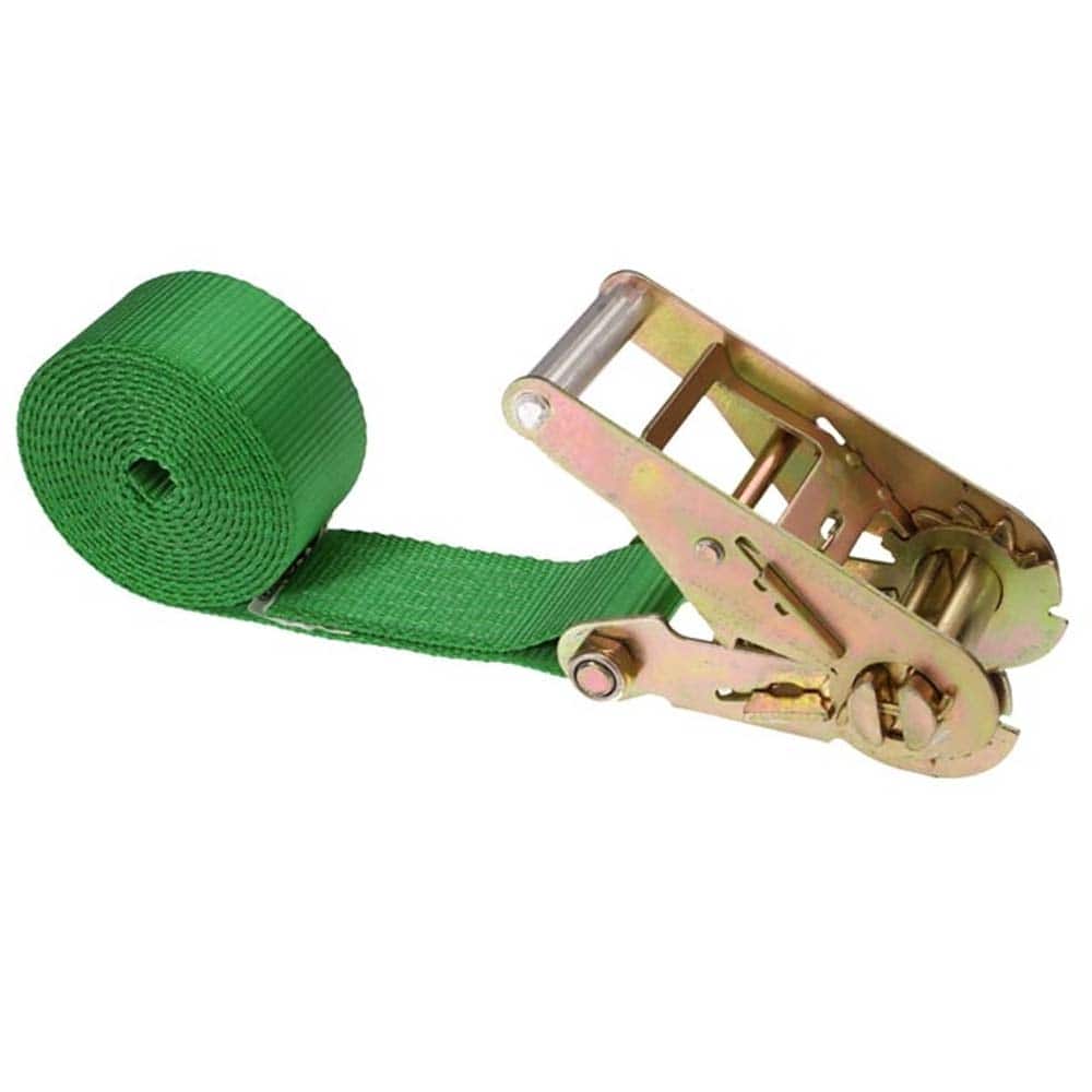 US Cargo Control - Slings & Tiedowns (Load-Rated); Type: Ratchet Tie Down ; Length (Feet): 20 ; Basket Capacity (Lb.): 333 ; Material: Polyester ; Color: Green - Exact Tool & Supply