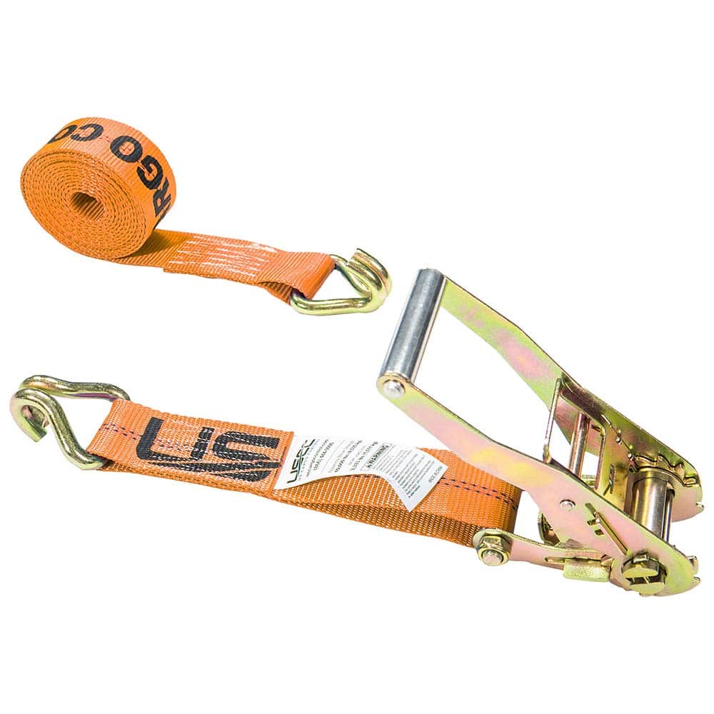 US Cargo Control - Slings & Tiedowns (Load-Rated); Type: Ratchet Tie Down ; Length (Feet): 18 ; Basket Capacity (Lb.): 3333 ; Material: Polyester ; Color: Orange - Exact Tool & Supply