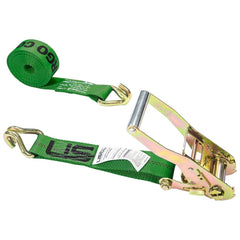 US Cargo Control - Slings & Tiedowns (Load-Rated); Type: Ratchet Tie Down ; Length (Feet): 12 ; Basket Capacity (Lb.): 3333 ; Material: Polyester ; Color: Green - Exact Tool & Supply