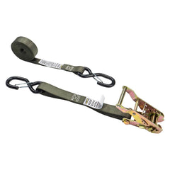 US Cargo Control - Slings & Tiedowns (Load-Rated); Type: Ratchet Tie Down ; Length (Feet): 8 ; Basket Capacity (Lb.): 666 ; Material: Polyester ; Color: Olive - Exact Tool & Supply