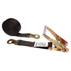 US Cargo Control - Slings & Tiedowns (Load-Rated); Type: Ratchet Tie Down ; Length (Feet): 27 ; Basket Capacity (Lb.): 2000 ; Material: Polyester ; Color: Black - Exact Tool & Supply