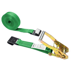 US Cargo Control - Slings & Tiedowns (Load-Rated); Type: Ratchet Tie Down ; Length (Feet): 30 ; Basket Capacity (Lb.): 3333 ; Material: Polyester ; Color: Green - Exact Tool & Supply
