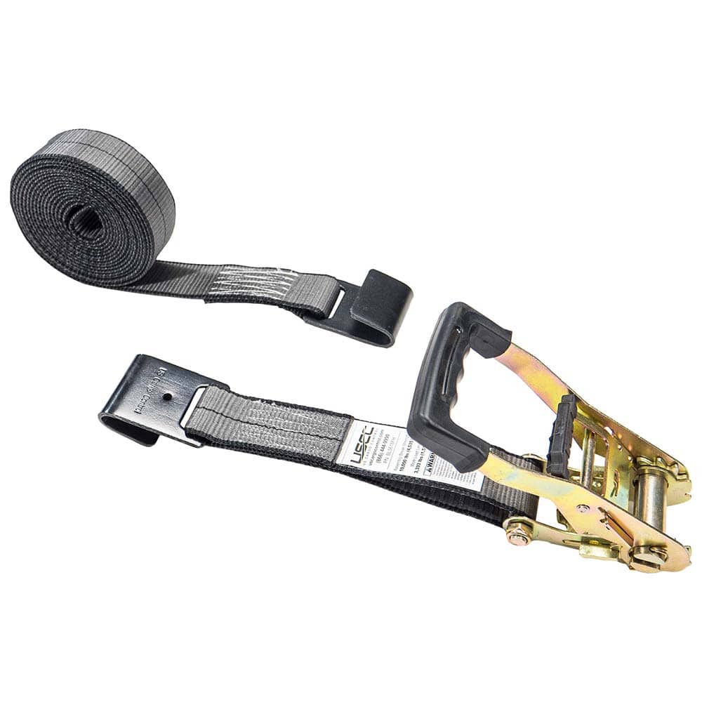US Cargo Control - Slings & Tiedowns (Load-Rated); Type: Ratchet Tie Down ; Length (Feet): 18 ; Basket Capacity (Lb.): 3333 ; Material: Polyester ; Color: Black - Exact Tool & Supply