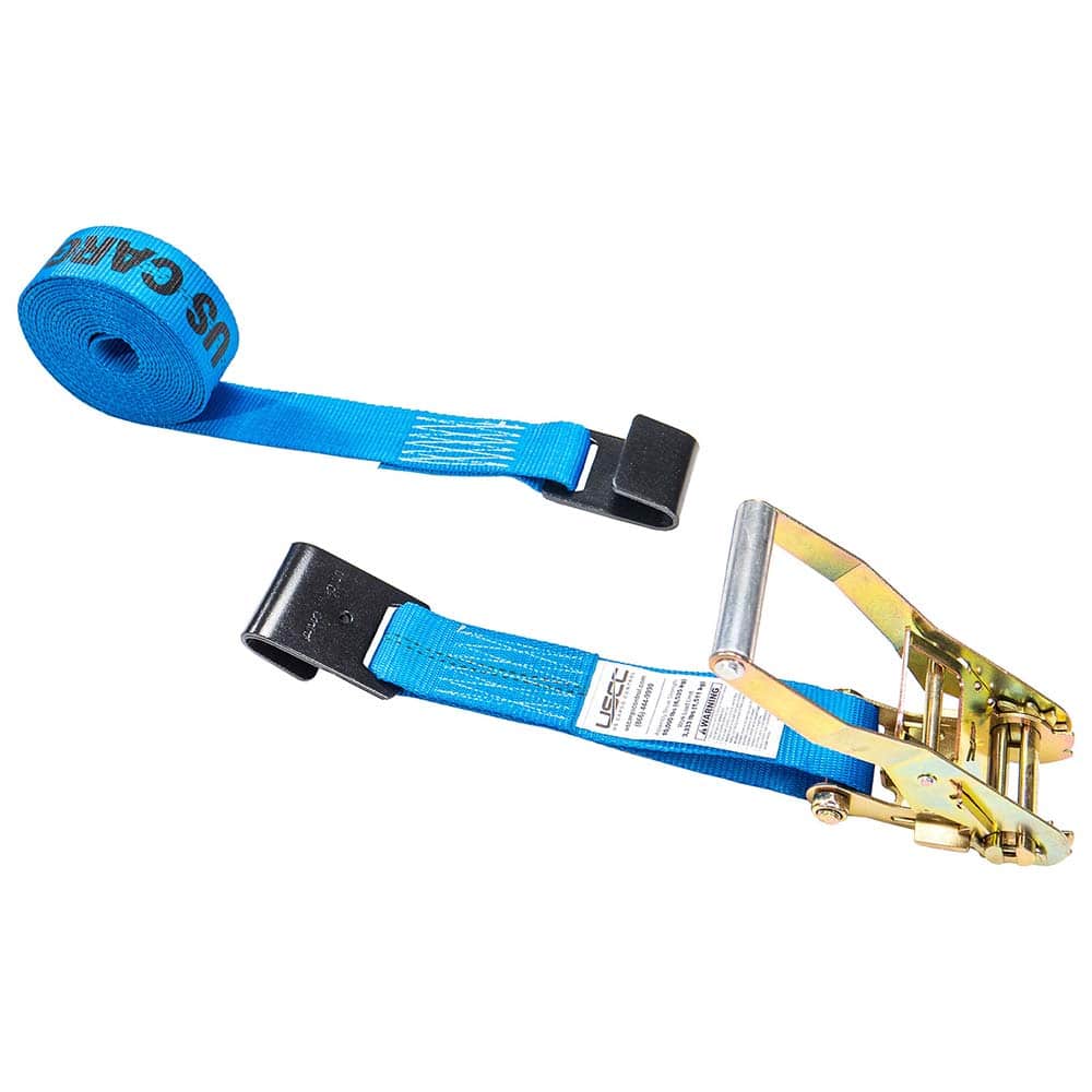 US Cargo Control - Slings & Tiedowns (Load-Rated); Type: Ratchet Tie Down ; Length (Feet): 18 ; Basket Capacity (Lb.): 3333 ; Material: Polyester ; Color: Blue - Exact Tool & Supply