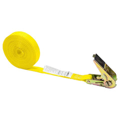 US Cargo Control - Slings & Tiedowns (Load-Rated); Type: Ratchet Tie Down ; Length (Feet): 20 ; Basket Capacity (Lb.): 500 ; Material: Polyester ; Color: Yellow - Exact Tool & Supply