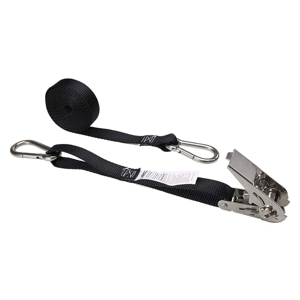 US Cargo Control - Slings & Tiedowns (Load-Rated); Type: Ratchet Tie Down ; Length (Feet): 10 ; Basket Capacity (Lb.): 166 ; Material: Polyester ; Color: Black - Exact Tool & Supply