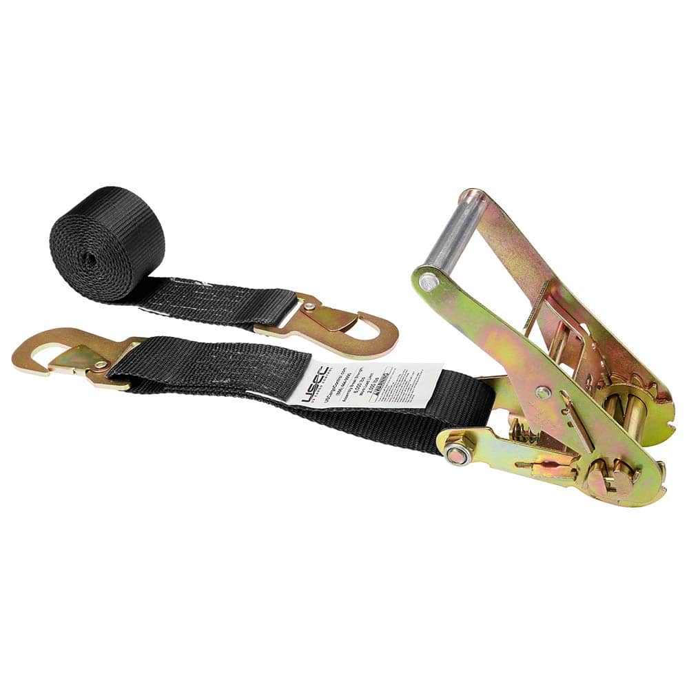 US Cargo Control - Slings & Tiedowns (Load-Rated); Type: Ratchet Tie Down ; Length (Feet): 12 ; Basket Capacity (Lb.): 2000 ; Material: Polyester ; Color: Black - Exact Tool & Supply
