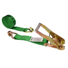 US Cargo Control - Slings & Tiedowns (Load-Rated); Type: Ratchet Tie Down ; Length (Feet): 24 ; Basket Capacity (Lb.): 3333 ; Material: Polyester ; Color: Green - Exact Tool & Supply