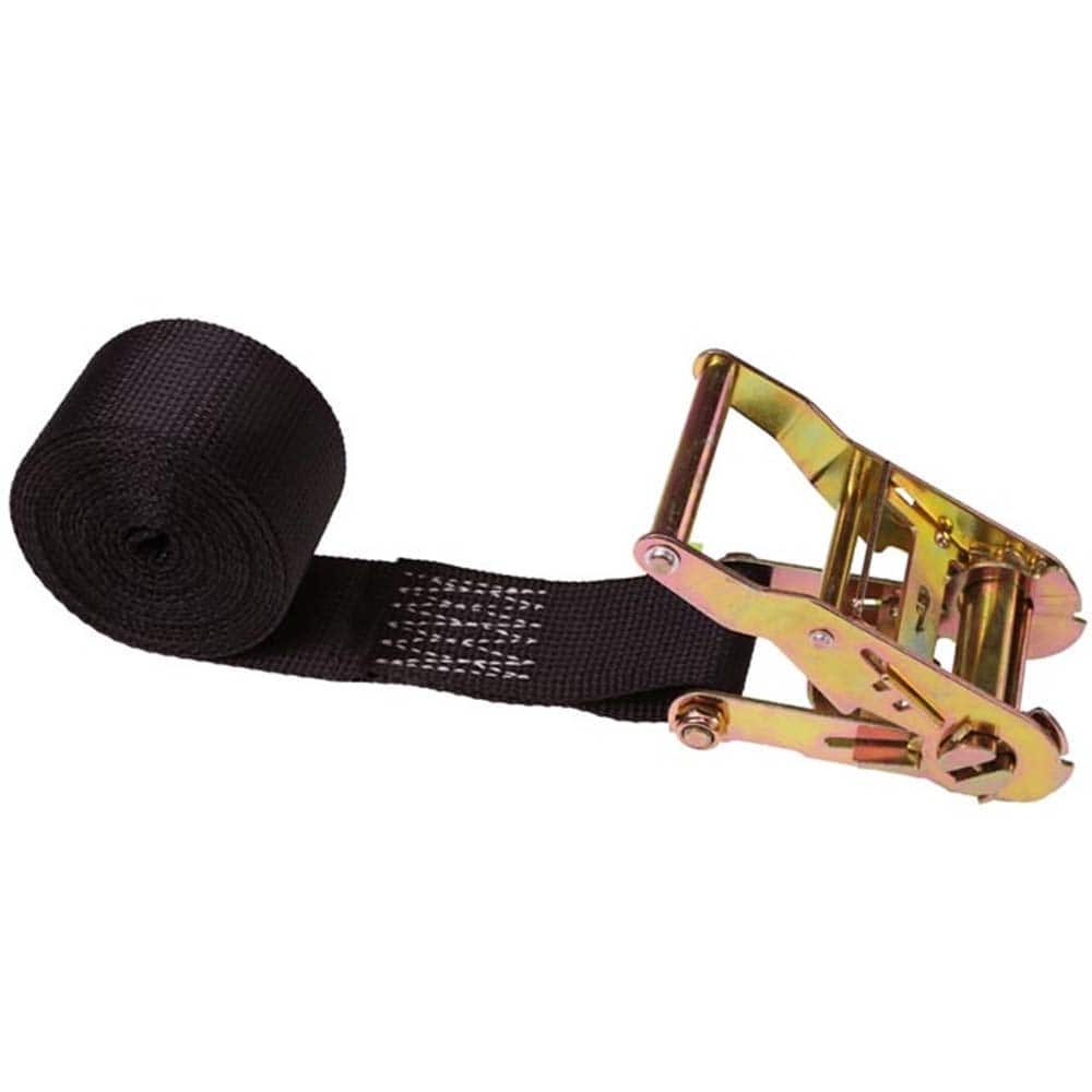 US Cargo Control - Slings & Tiedowns (Load-Rated); Type: Ratchet Tie Down ; Length (Feet): 10 ; Basket Capacity (Lb.): 1467 ; Material: Polyester ; Color: Black - Exact Tool & Supply