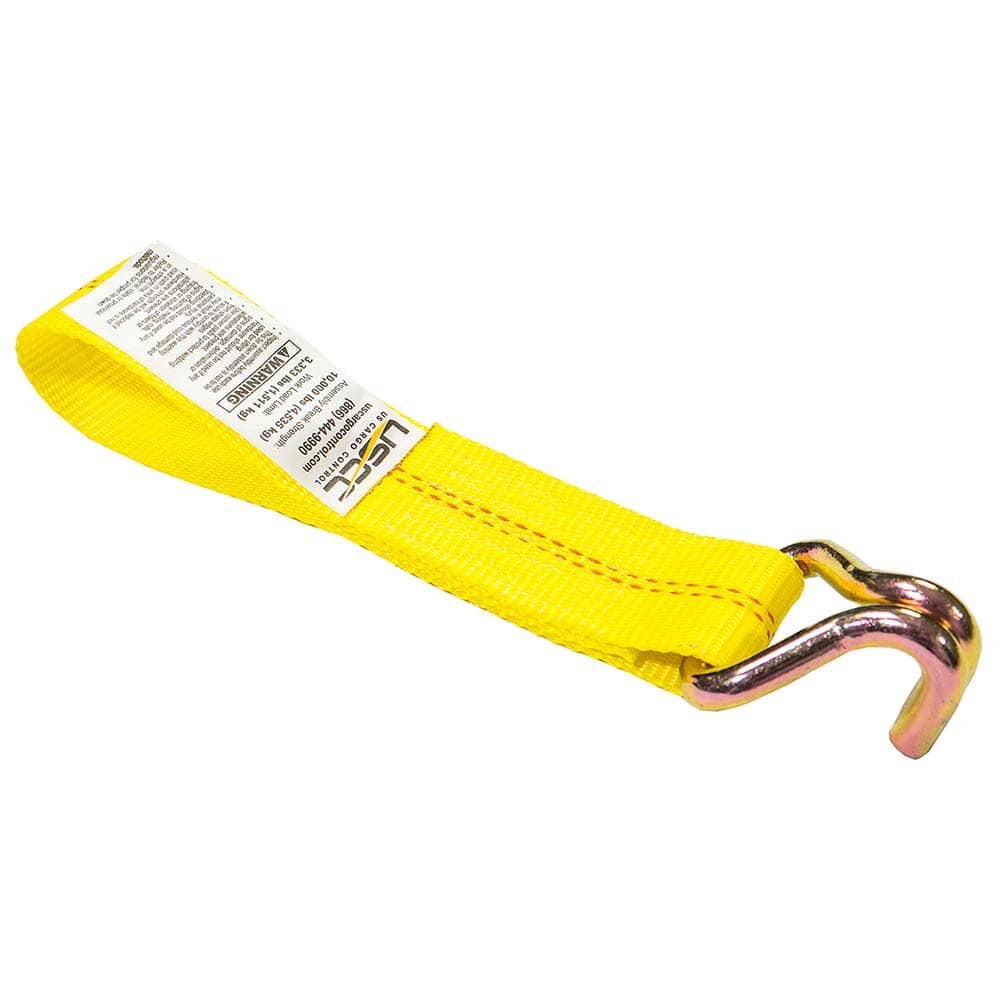 US Cargo Control - Slings & Tiedowns (Load-Rated); Type: Ratchet Tie Down ; Length (Feet): 11 ; Basket Capacity (Lb.): 3333 ; Material: Polyester ; Color: Yellow - Exact Tool & Supply