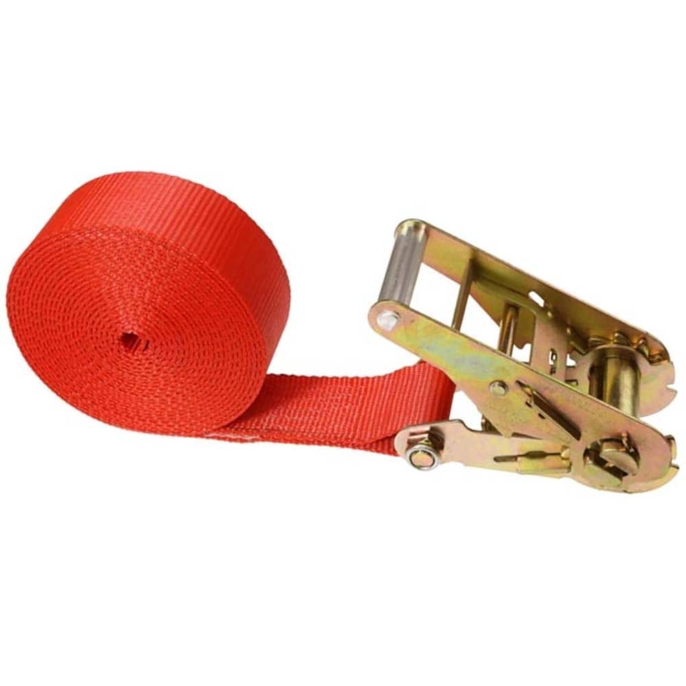 US Cargo Control - Slings & Tiedowns (Load-Rated); Type: Ratchet Tie Down ; Length (Feet): 10 ; Basket Capacity (Lb.): 3333 ; Material: Polyester ; Color: Red - Exact Tool & Supply