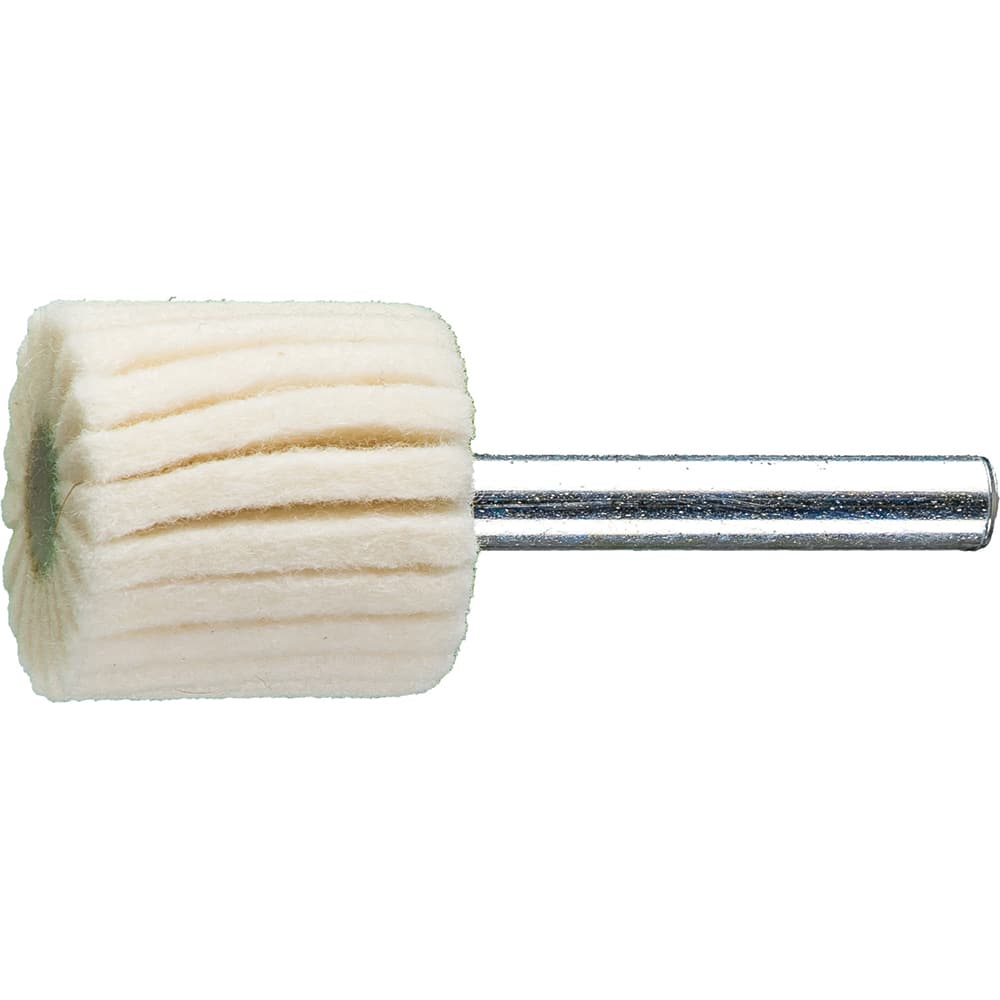 PFERD - Mounted Flap Wheels; Abrasive Type: Coated ; Outside Diameter (Inch): 1 ; Face Width (Inch): 1 ; Abrasive Material: Felt ; Grade: Soft ; Mounting Type: 1/4" Shank - Exact Tool & Supply