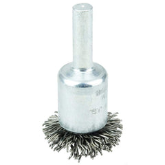 Weiler - End Brushes; Brush Diameter (Inch): 1 ; Fill Material: Steel ; Filament/Wire Diameter Range (Decimal Inch): 0.0201 and Above ; Filament/Wire Diameter (Decimal Inch): 0.0200 ; Wire Type: Crimped Wire ; Bridled: No - Exact Tool & Supply