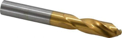 Guhring - 0.4921" 130° Parabolic Flute Cobalt Screw Machine Drill Bit - TiN Finish, Right Hand Cut, 2.008" Flute Length, 4.016" OAL, Standard Point, Straight Shank - Exact Tool & Supply