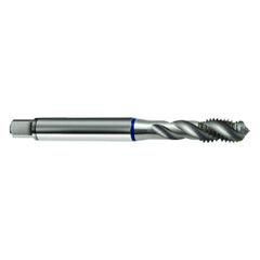 ‎6-32 3FL 2B Cobalt Spiral Flute Semi-Bott Blue Ring Tap-Bright-40 Degree Helix - Exact Tool & Supply