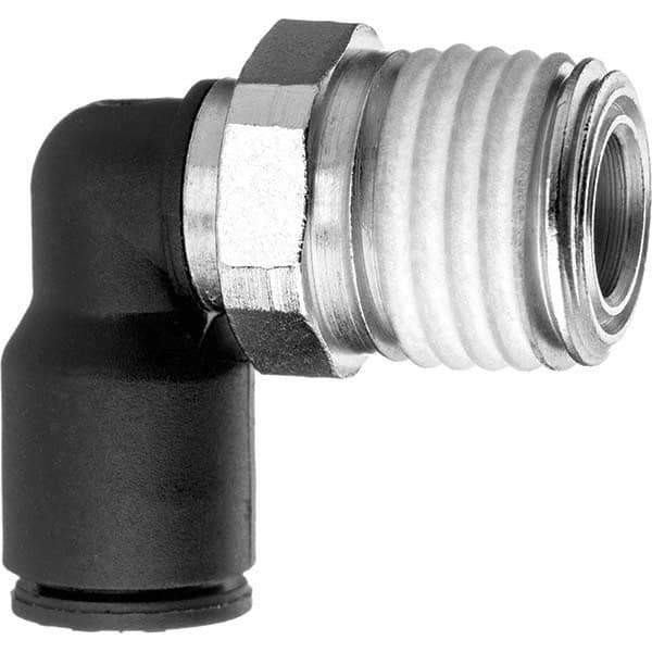 Value Collection - 1/2" OD, NPT Male, Nylon Push-to-Connect Male Elbow - 150 Max psi, Black - Exact Tool & Supply