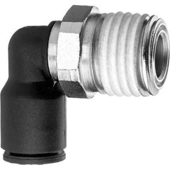 Value Collection - 1/2" OD, NPT Male, Nylon Push-to-Connect Male Elbow - 150 Max psi, Black - Exact Tool & Supply
