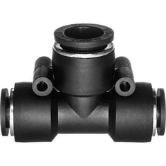 Value Collection - 1/2 x 3/8" OD, Nylon Push-to-Connect Tee Reducer - 150 Max psi, Black - Exact Tool & Supply