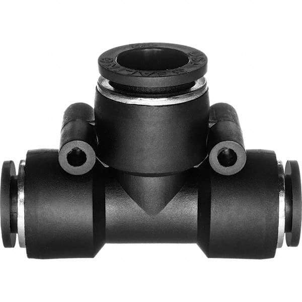 Value Collection - 8 x 10mm OD, Nylon Push-to-Connect Tee Reducer - 150 Max psi, Black - Exact Tool & Supply