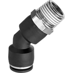 Value Collection - 1/8" OD, NPT Male, Nylon Push-to-Connect Male Elbow 45° - 150 Max psi, Black - Exact Tool & Supply