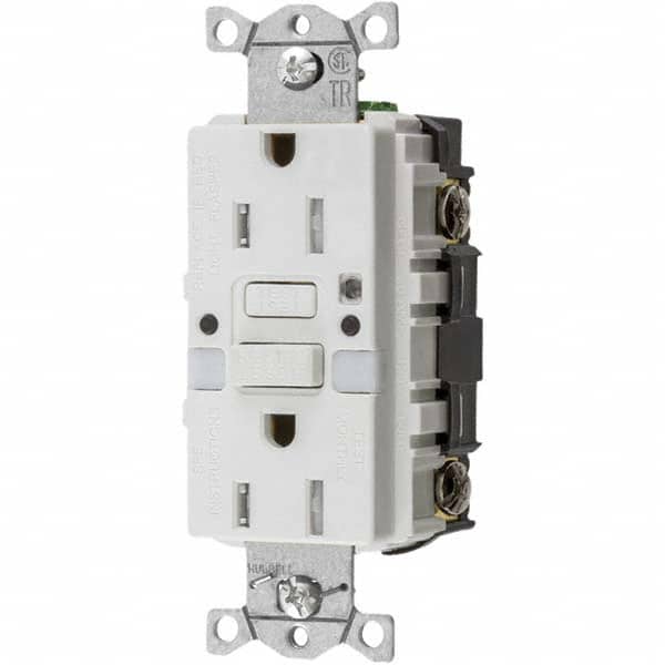Hubbell Wiring Device-Kellems - GFCI Receptacles Grade: Commercial Color: White - Exact Tool & Supply